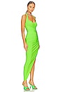 view 2 of 4 Cayla Side Drape Gown in Neon Green