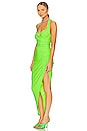 view 3 of 4 Cayla Side Drape Gown in Neon Green