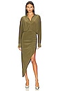 view 1 of 4 Oversized Boyfriend Shirt Side Drape Gown in Military