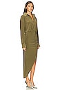 view 2 of 4 Oversized Boyfriend Shirt Side Drape Gown in Military