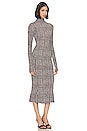 view 2 of 3 Long Sleeve Turtle Fishtail Midi Dress in Chocolate Glenn Plaid Tweed