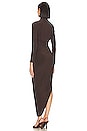 view 3 of 3 Turtle Neck Side Drape Gown in Chocolate