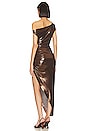 view 3 of 4 Drop Shoulder Side Drape Gown in Chocolate
