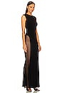 view 2 of 3 Sleeveless Crewneck Fishtail Gown With Mesh Sides in Black & Black Mesh