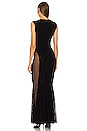 view 3 of 3 Sleeveless Crewneck Fishtail Gown With Mesh Sides in Black & Black Mesh