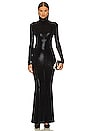 view 1 of 3 Long Sleeve Turtle Fishtail Gown in Black