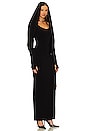 view 3 of 4 Hooded Open Back Long Sleeve Side Slit Gown in Black