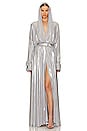 view 4 of 4 Hooded Super Oversized Shirt Flared Gown in Silver