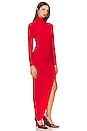 view 2 of 3 Long Sleeve Turtle Neck Side Drape Gown in Tiger Red