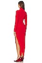 view 3 of 3 Long Sleeve Turtle Neck Side Drape Gown in Tiger Red