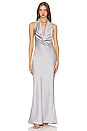 view 1 of 3 Halter Drape Bias Gown in Silver
