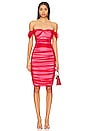 view 1 of 3 Walter Midi Dress With Winglet Sleeves in Tiger Red & Snow White