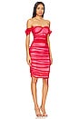 view 2 of 3 Walter Midi Dress With Winglet Sleeves in Tiger Red & Snow White