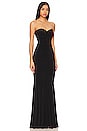 view 2 of 3 Strapless Shirred Front Fishtail Gown in Black
