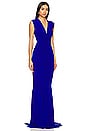 view 2 of 3 Sleeveless Deep V Neck Shirred Front Fishtail Gown in Electric Blue