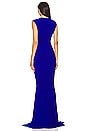 view 3 of 3 Sleeveless Deep V Neck Shirred Front Fishtail Gown in Electric Blue