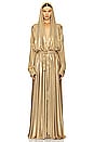 view 1 of 5 Hooded Super Shirt Flared Gown in Gold