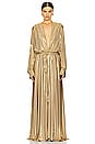 view 2 of 5 Hooded Super Shirt Flared Gown in Gold