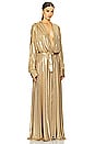 view 3 of 5 Hooded Super Shirt Flared Gown in Gold