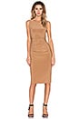 view 1 of 3 Shirred Bodycon Dress in Camel