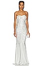 view 1 of 4 Strapless Shirred Front Fishtail Gown in Pearl