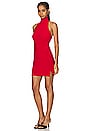 view 2 of 3 Halter Turtle Side Slit Mini Dress in Tiger Red