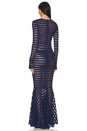 view 3 of 3 Long Sleeve Crewneck Fishtail Gown in True Navy