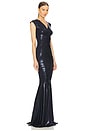 view 2 of 4 Sleeveless Deep V Neck Shirred Front Fishtail Gown in True Navy