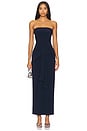 view 5 of 5 VESTIDO LARGO STRAPLESS ALL IN ONE SIDE SLIT in True Navy