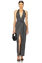 view 1 of 4 Halter Wrap Straight Gown in Black & Grey