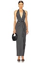 view 2 of 4 Halter Wrap Straight Gown in Black & Grey