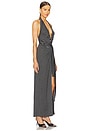 view 3 of 4 Halter Wrap Straight Gown in Black & Grey