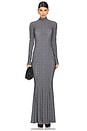 view 1 of 4 Long Sleeve Turtleneck Fishtail Gown in Large Houndstooth