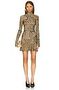 view 1 of 3 Long Sleeve Turtleneck Fishtail Mini Dress in Cheetah Patch