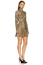 view 2 of 3 Long Sleeve Turtleneck Fishtail Mini Dress in Cheetah Patch