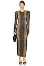 view 2 of 4 Long Sleeve Shoulder Pad Side Slit Gown in Python