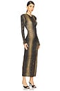 view 3 of 4 Long Sleeve Shoulder Pad Side Slit Gown in Python