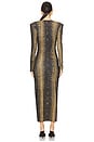 view 4 of 4 Long Sleeve Shoulder Pad Side Slit Gown in Python