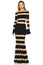 view 1 of 3 Spliced Dress Fishtail Gown in Black & Nude Mesh