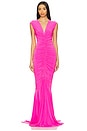 view 1 of 3 x REVOLVE Sleeveless Deep V Neck Shirred Front Fishtail Gown in Orchid Pink