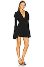 view 2 of 3 Long Sleeve Deep V Ruffle Mini Dress in Black