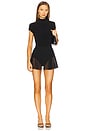 view 1 of 3 Mock Neck Cap Sleeve Flared Pickleball Dress in Black