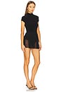 view 2 of 3 Mock Neck Cap Sleeve Flared Pickleball Dress in Black