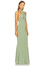 view 2 of 3 Cross Halter Fishtail Gown in Vintage Green