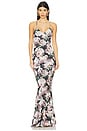 view 1 of 3 Low Back Slip Fishtail Gown in Peony