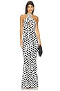 view 1 of 3 Cross Halter Fishtail Gown in Paint Dots