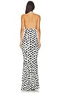 view 3 of 3 Cross Halter Fishtail Gown in Paint Dots
