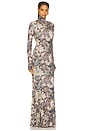 view 2 of 3 Long Sleeve Turtleneck Fishtail Gown in Autumn Leaves