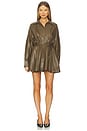 view 1 of 3 Super Oversized Boyfriend Shirt Flared Mini Dress in Bark