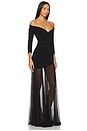 view 2 of 3 Off Shoulder Sweetheart Combo Flared Gown in Black & Black Mesh